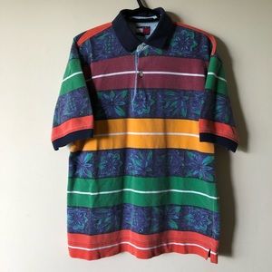TOMMY HILFIGER VINTAGE MENS POLO SHIRT FLORAL RARE
